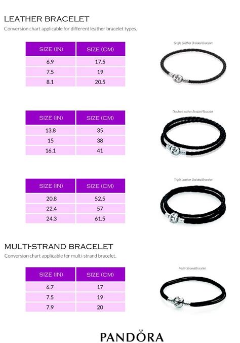 pandora bracelet size chart.